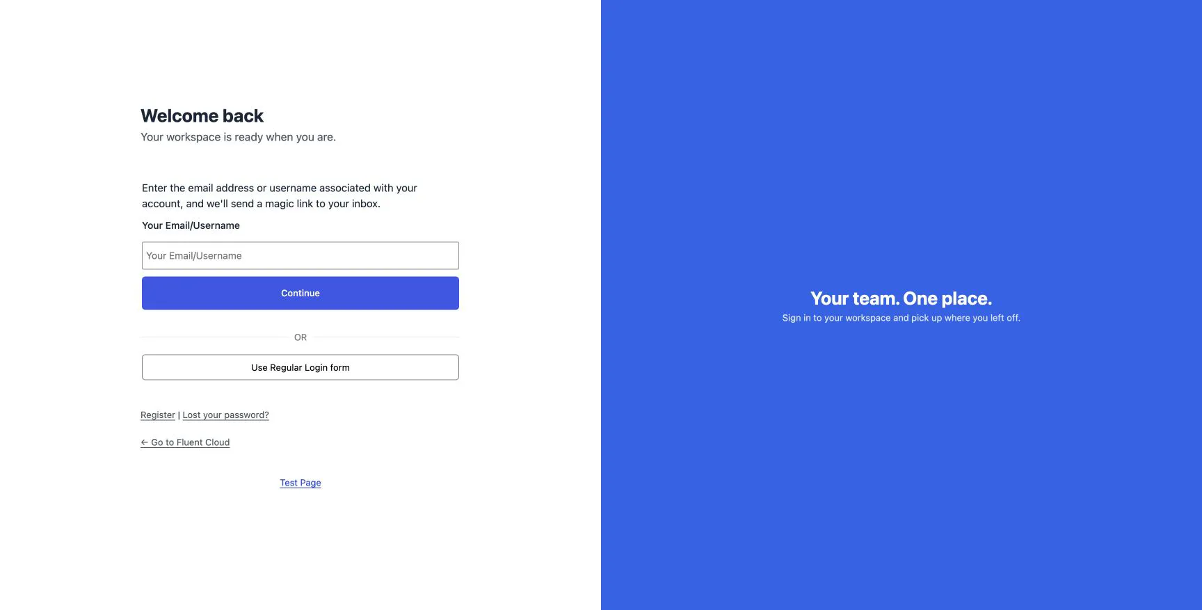 The magic-link request form on a customised WordPress login page.