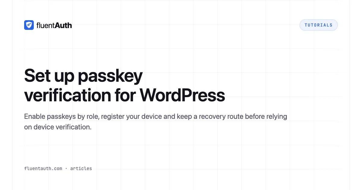 Cover illustration for Set up passkey verification for WordPress